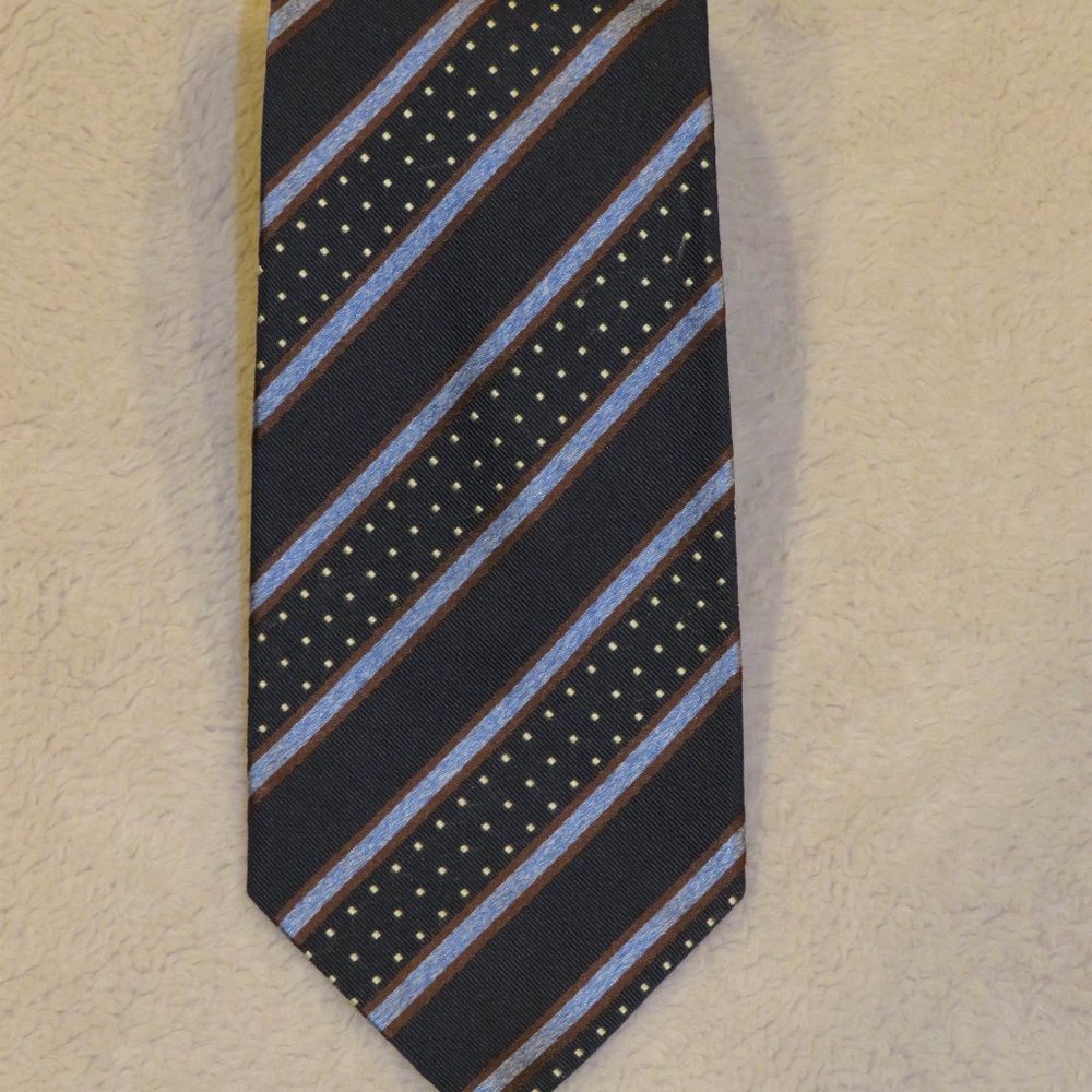 Corneliani Blue Striped Wide Width Silk Tie